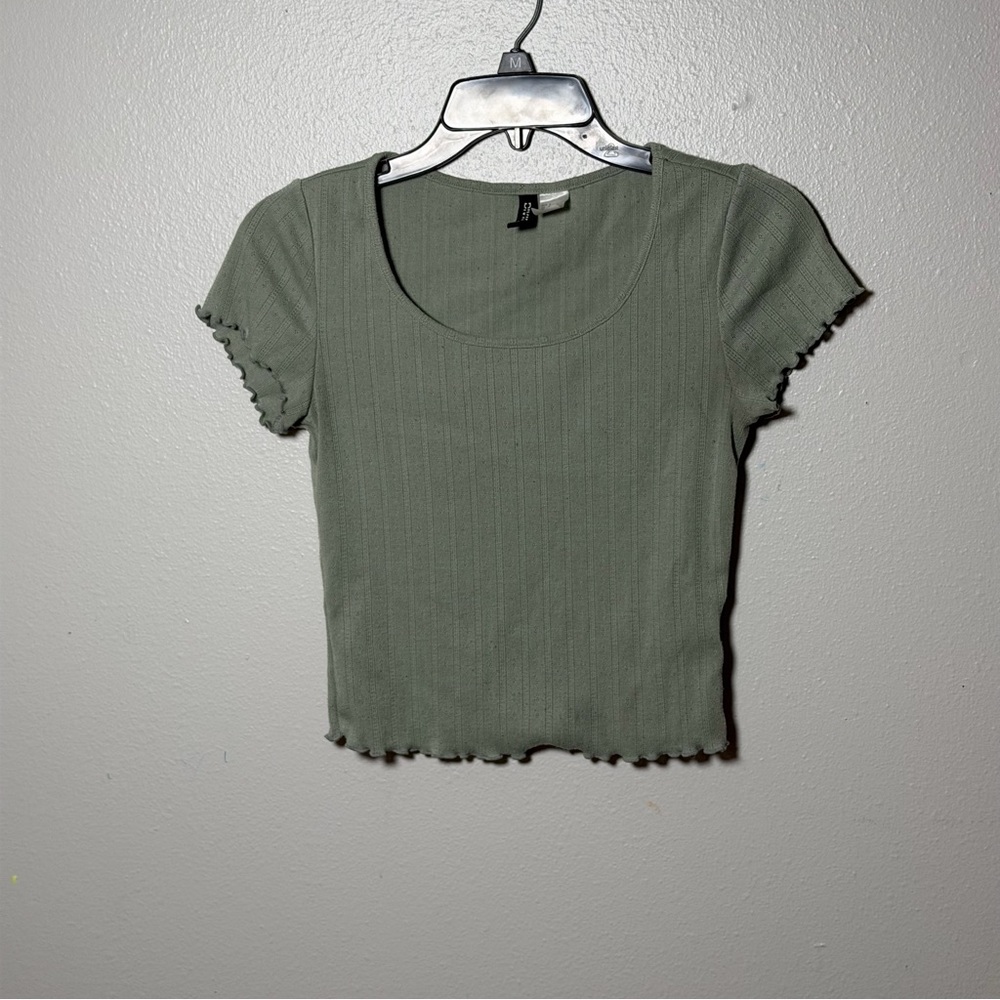 Divided by H&M Ribbed Olive Green Women's Top Casual Size Small